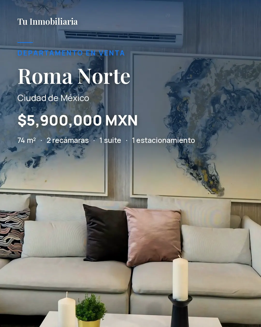 Martes: portada de la publicación del departamento en Roma Norte